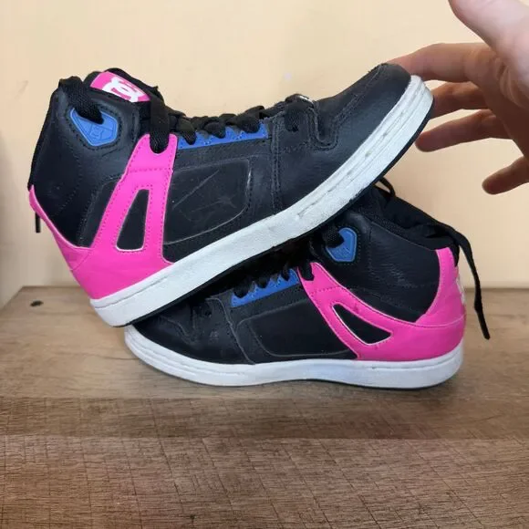 DC shoes girls rebound size 4 youth sneakers pink black blue - Picture 5 of 9